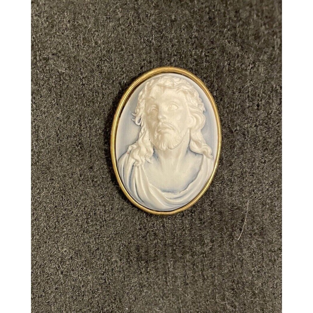 Cameo Jesus Thorny Crown Religious Gothic Steampunk Resin Brooch Pin Pendant